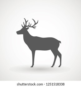 Deer running silhouette , Reinder icon design for Xmas cards, banners and flyers, vector illustration isolated on white background. Logo template. Elk logotype. Hunting