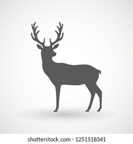 Deer running silhouette , Reinder icon design for Xmas cards, banners and flyers, vector illustration isolated on white background. Logo template. Elk logotype. Hunting