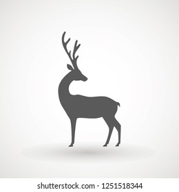 Deer running silhouette , Reinder icon design for Xmas cards, banners and flyers, vector illustration isolated on white background. Logo template. Elk logotype. Hunting