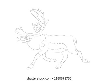 deer running vector 
drawing lines, white background