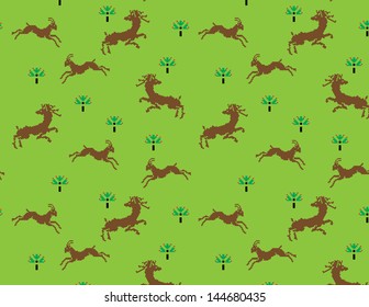 Deer running,seamless pattern.You can change the background color.