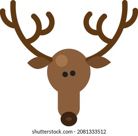 Deer santa claus animal for moving sleigh vector. Reindeer muzzle with antlers, mammal for transportation presents in winter seasonal christmas holiday. Xmas flat cartoon illustration