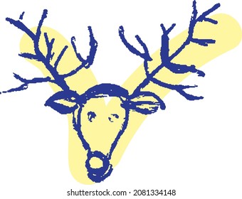 Deer santa claus animal for moving sleigh vector. Reindeer muzzle with antlers, mammal for transportation presents in winter seasonal christmas holiday. Xmas flat cartoon illustration
