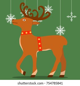 Deer of Santa Claus, New Year's deer. Flat design, vector illustration, vector.