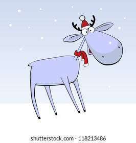 Deer Santa Claus. Vector illustration