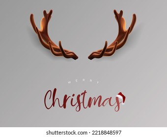 Deer in Santa hat 3D Illustration.