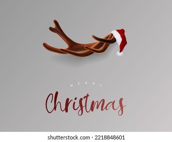 Venado en Santa hat Ilustración 3D.