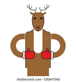 Deer Santa isolated. Christmas animal. Beast for new year
