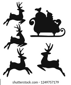 deer and santa silhouette Christmas or new year
