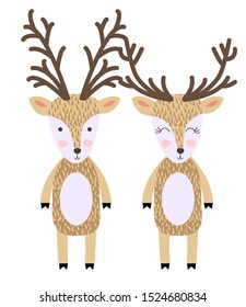 Deer in Scandinavian style, illustration. Funny, cute poster.