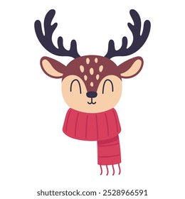 Deer in a scarf on a white background
