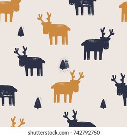 Deer seamless pattern.Can be used for kids or babies shirt design, fashion print design, t-shirt, kids wear,textile design, baby shower card,celebration card/ greeting card, invitation card