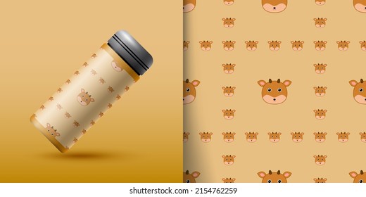 Deer seamless pattern with bottle