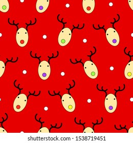 Deer seamless pattern. Christmas icon. Winter holiday background. New Year texture