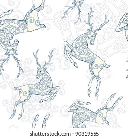Deer seamless pattern vector