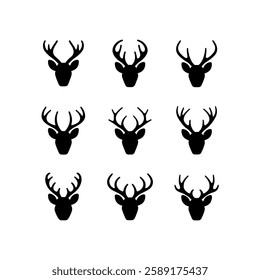 Deer Set  Head silhouette With white background