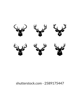Deer Set  Head silhouette With white background