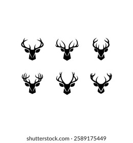 Deer Set  Head silhouette With white background