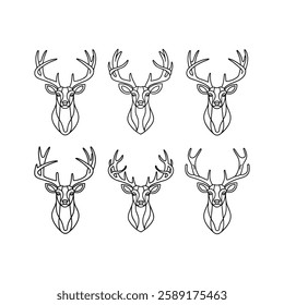 Deer Set  Head silhouette With white background