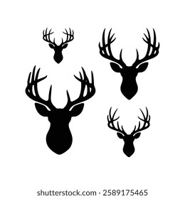 Deer Set  Head silhouette With white background