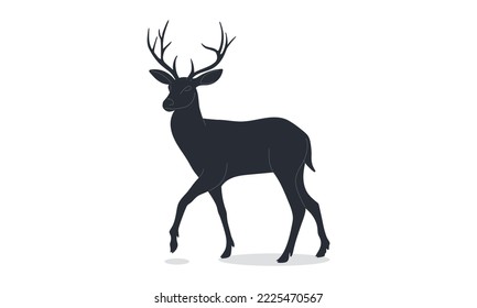 Deer Shadow Animal Icon Silhouettes Isolated on white background.