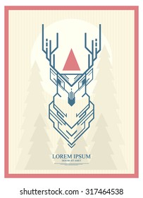 Deer and shape trees . for invitations