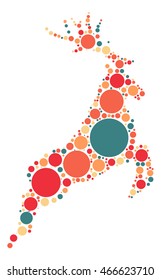 deer shape vector design by color point