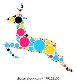 deer shape vector design by color point