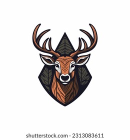 Deer shaped mascot logo for a wood products company. modern flat color