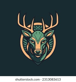 Deer shaped mascot logo for a wood products company. modern flat color