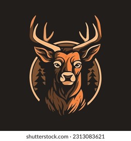 Deer shaped mascot logo for a wood products company. modern flat color