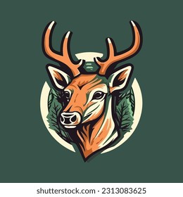 Deer shaped mascot logo for a wood products company. modern flat color