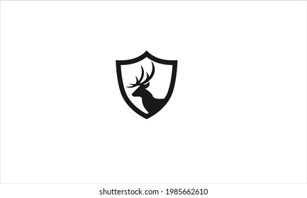Deer shield icon deer logo design  or deer head in sheild icon logo vector illustration
