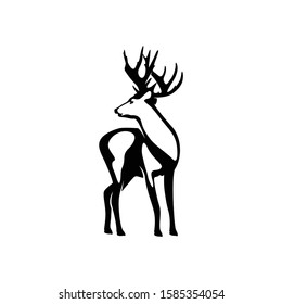 Deer Shilhouette vector ilustration black and white colour design