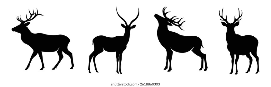 deer silhoueette vectors illustration on white background