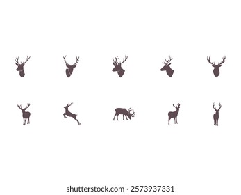 Deer Silhouete Design Element Set