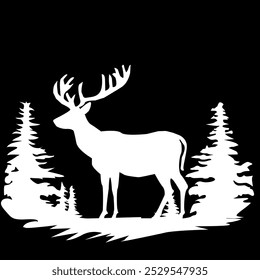 Deer silhouete on white background.