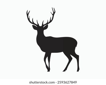 deer silhouette, beautiful deer black and white vector art free vector illustration