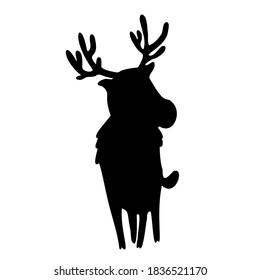 Deer silhouette black color on white background