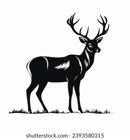 Deer silhouette. Deer black icon on white background