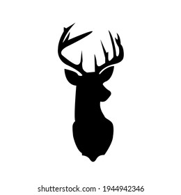 Deer silhouette. Deer black sign isolated on white background. Deer Vector illustration