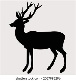 Deer  silhouette  black vector  image
