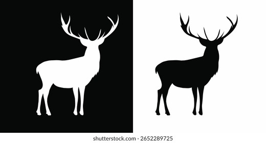 Deer silhouette black and white background graphics Design.