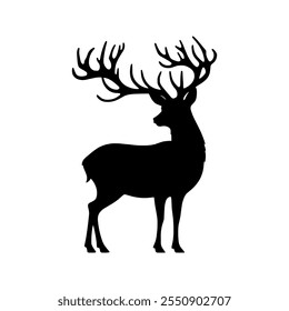 Deer silhouette, buck, reindeer, venison, hunting, wildlife, stag, vector, design, isolated, nature, art, illustration, animal, black, animals, graphic, park, game, drawing, natural, shape