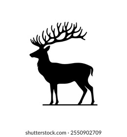 Deer silhouette, buck, reindeer, venison, hunting, wildlife, stag, vector, design, isolated, nature, art, illustration, animal, black, animals, graphic, park, game, drawing, natural, shape