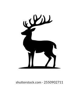 Deer silhouette, buck, reindeer, venison, hunting, wildlife, stag, vector, design, isolated, nature, art, illustration, animal, black, animals, graphic, park, game, drawing, natural, shape