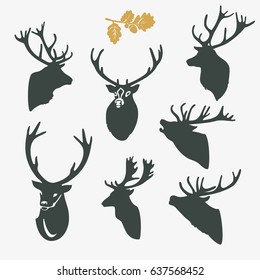 Deer silhouette busts set