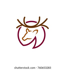 Deer Silhouette in Circle Logo Template