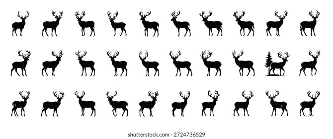 silhueta de veado clipart bundle vetor ilustração