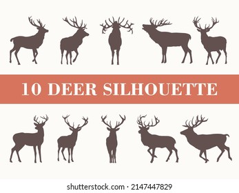 Deer Silhouette Collection Vector Illustration